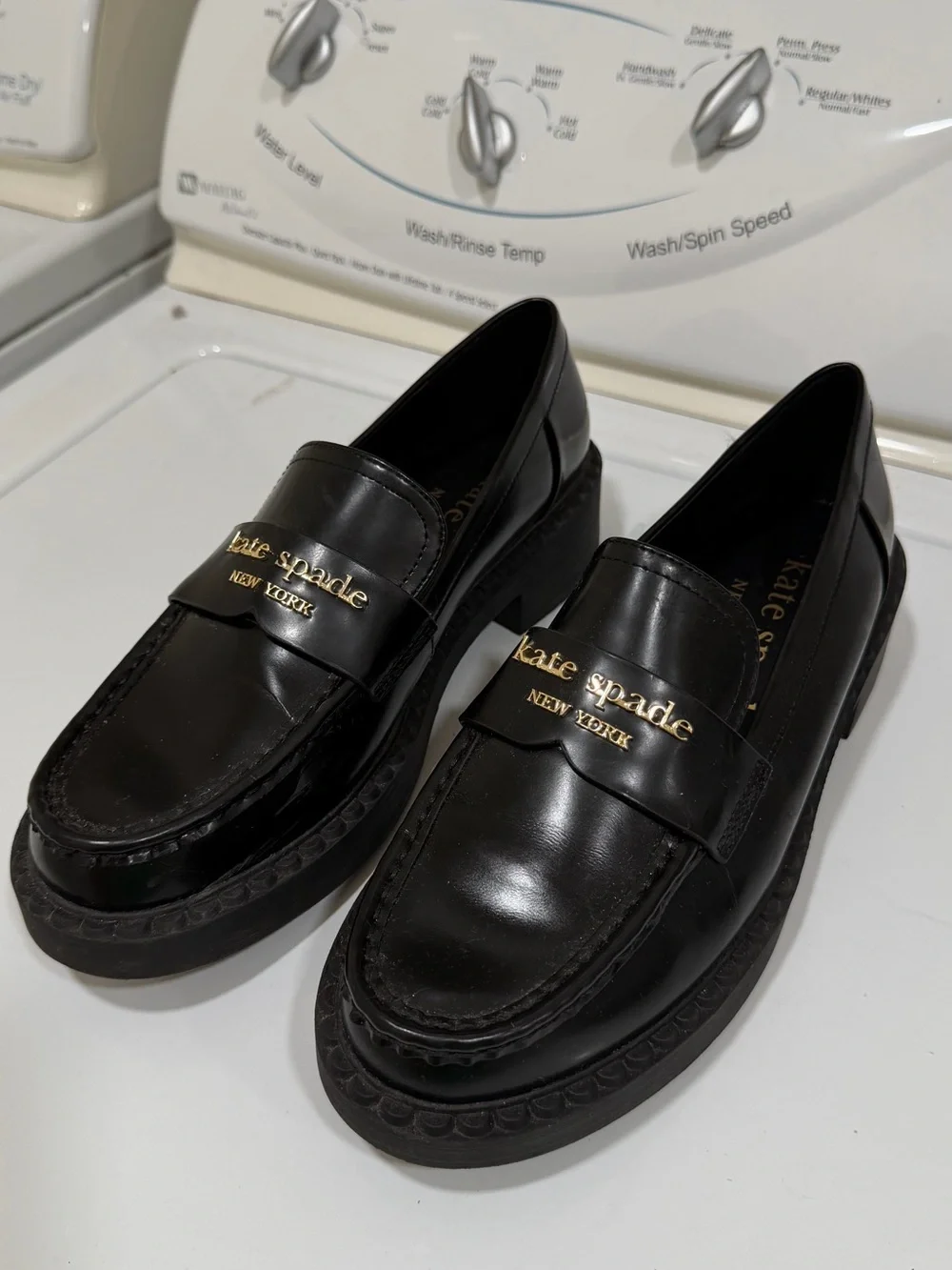 kate spade New York Women’s Black Leather Penny Loafers